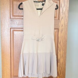 Carbon38 Cream Pleated Mini Dress